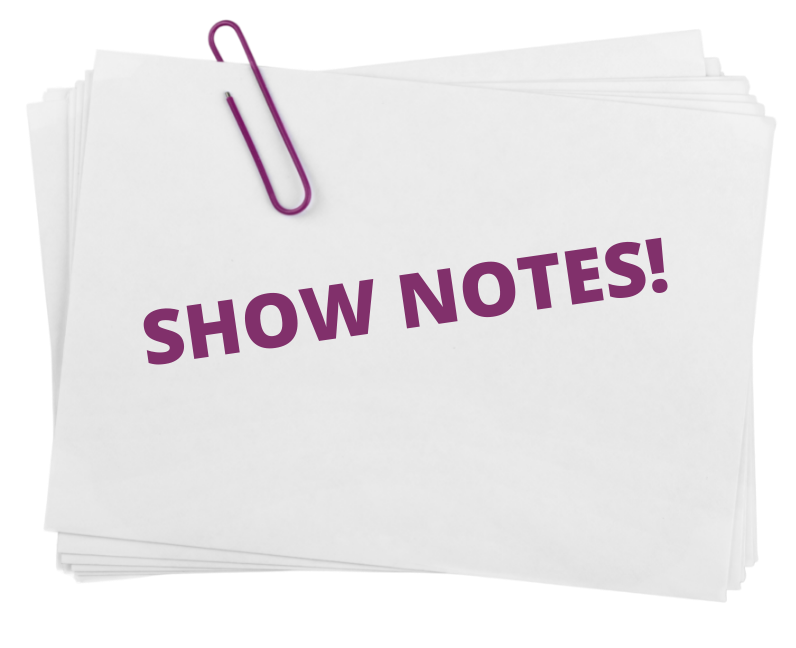 Picture of papers clipped together that say Show Notes on front. 